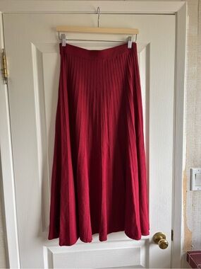 KOTN Burgundy Pleated Maxi Skirt